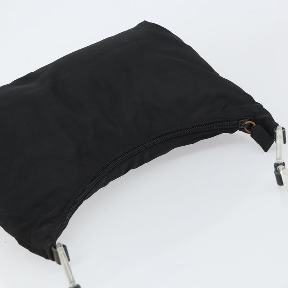 PRADA Shoulder Bag Nylon Black Silver Auth 160718