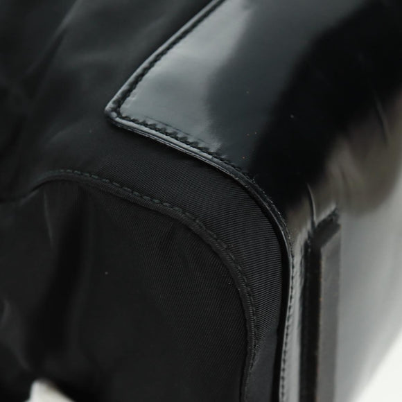 PRADA Tote Bag Nylon Black Silver Auth 160719