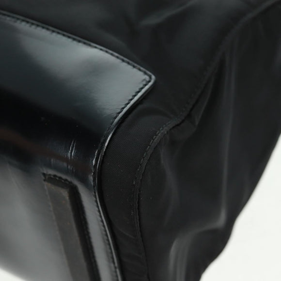 PRADA Tote Bag Nylon Black Silver Auth 160719