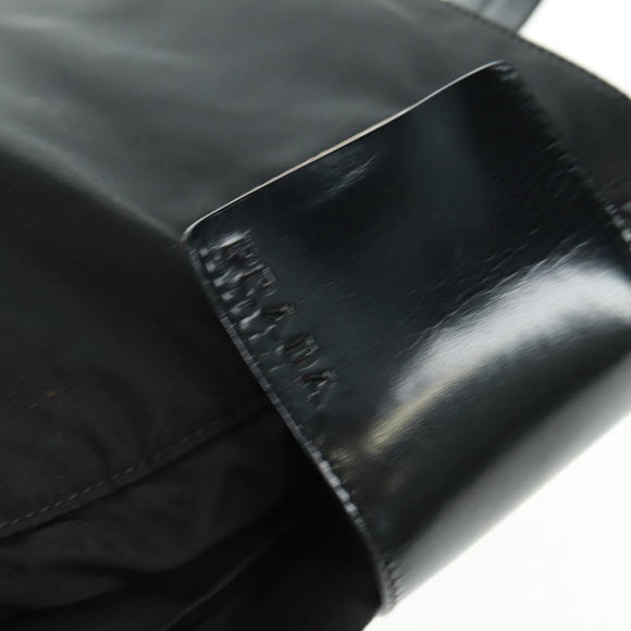 PRADA Tote Bag Nylon Black Silver Auth 160719