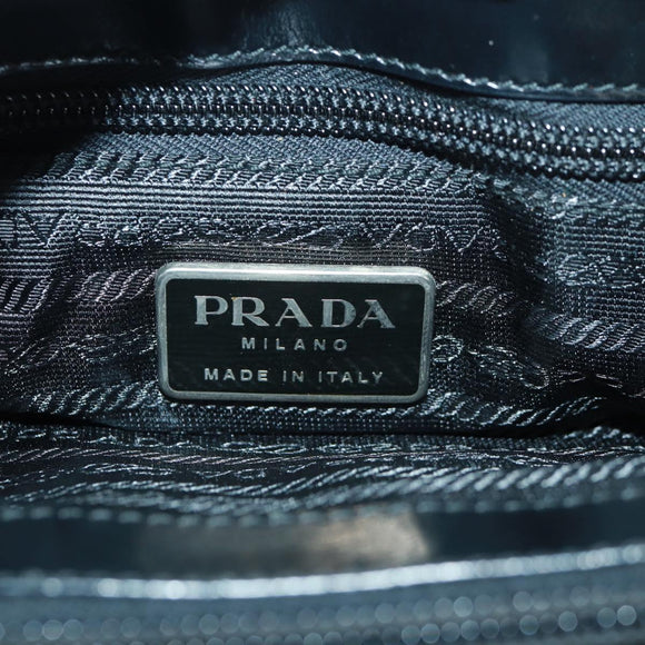 PRADA Tote Bag Nylon Black Silver Auth 160719