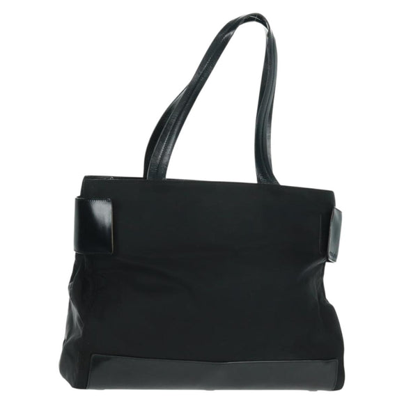 PRADA Tote Bag Nylon Black Silver Auth 160719