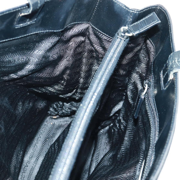PRADA Tote Bag Nylon Black Silver Auth 160719
