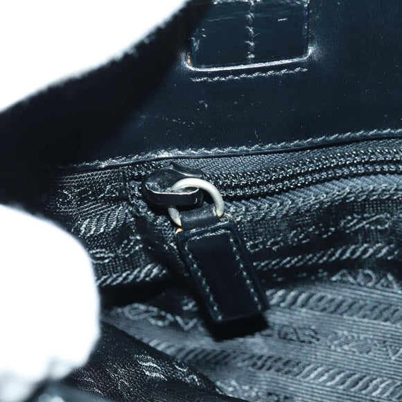 PRADA Tote Bag Nylon Black Silver Auth 160719