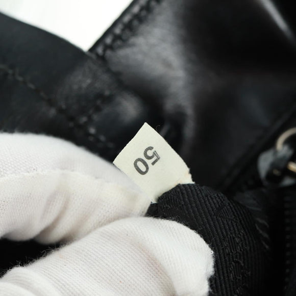 PRADA Tote Bag Nylon Black Silver Auth 160719
