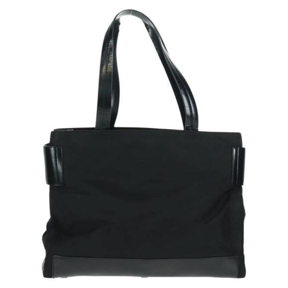 PRADA Tote Bag Nylon Black Silver Auth 160719