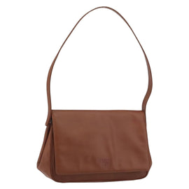 PRADA Shoulder Bag Leather Brown Silver Auth 160720