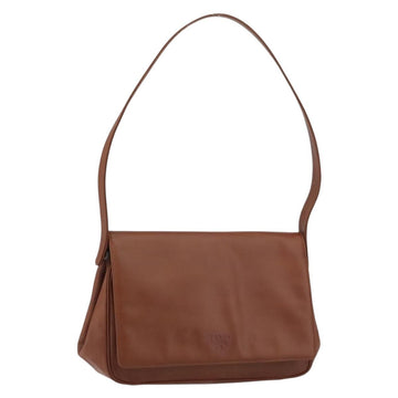 PRADA Shoulder Bag Leather Brown Silver Auth 160720