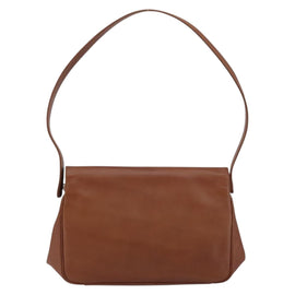 PRADA Shoulder Bag Leather Brown Silver Auth 160720 - 0