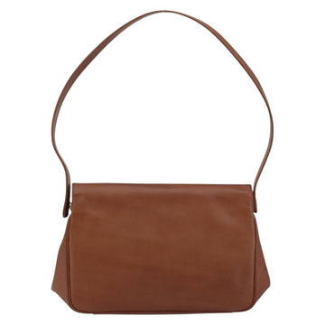 PRADA Shoulder Bag Leather Brown Silver Auth 160720 - 0