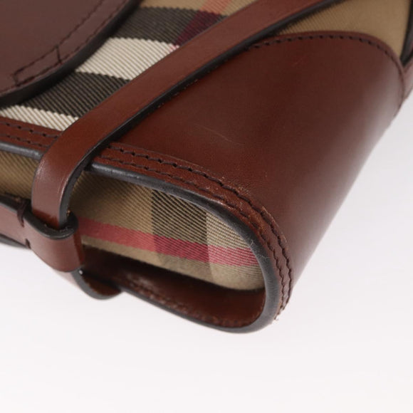 BURBERRY Shoulder Bag Leather Brown Gold Auth 160721