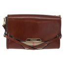 BURBERRY Shoulder Bag Leather Brown Gold Auth 160721-13