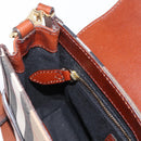 BURBERRY Shoulder Bag Leather Brown Gold Auth 160721-21