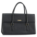 BURBERRY Hand Bag Leather Black Gold Auth 160722-1