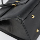 BURBERRY Hand Bag Leather Black Gold Auth 160722-15