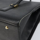 BURBERRY Hand Bag Leather Black Gold Auth 160722-16