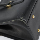 BURBERRY Hand Bag Leather Black Gold Auth 160722-9