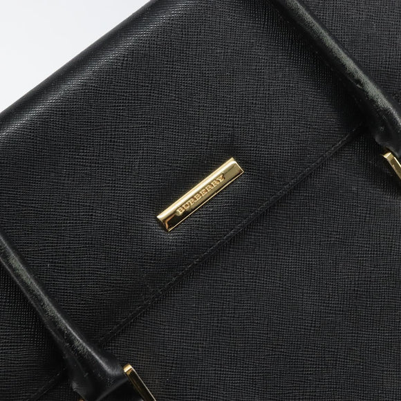 BURBERRY Hand Bag Leather Black Gold Auth 160722