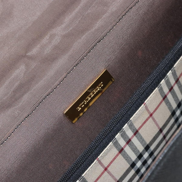 BURBERRY Hand Bag Leather Black Gold Auth 160722