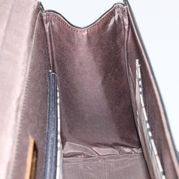 BURBERRY Hand Bag Leather Black Gold Auth 160722