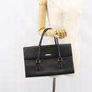 BURBERRY Hand Bag Leather Black Gold Auth 160722-24