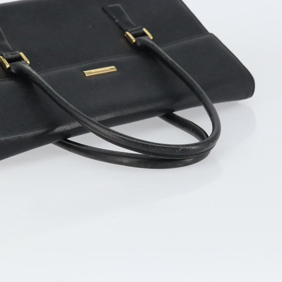 BURBERRY Hand Bag Leather Black Gold Auth 160722