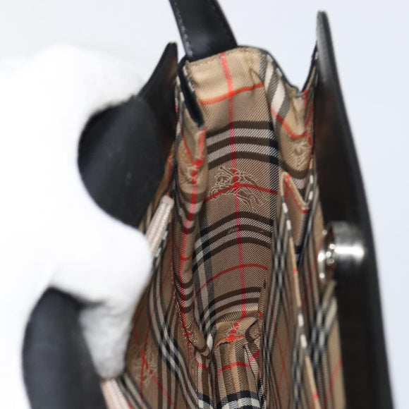 BURBERRY Shoulder Bag Leather Black Silver Auth 160723