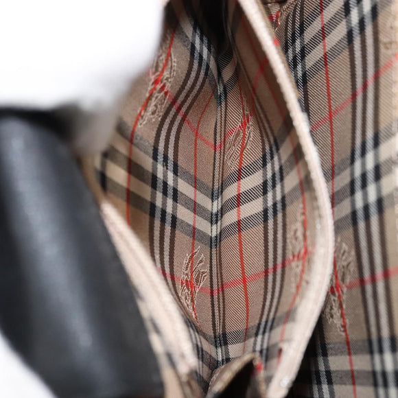 BURBERRY Shoulder Bag Leather Black Silver Auth 160723