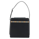 BURBERRY Shoulder Bag Leather Black Silver Auth 160723-13