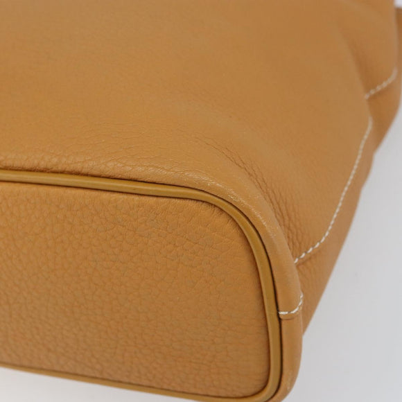 Burberrys Tote Bag Leather Beige Gold Auth 160726