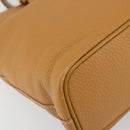 Burberrys Tote Bag Leather Beige Gold Auth 160726-14