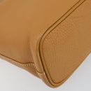 Burberrys Tote Bag Leather Beige Gold Auth 160726-16