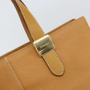 Burberrys Tote Bag Leather Beige Gold Auth 160726-10