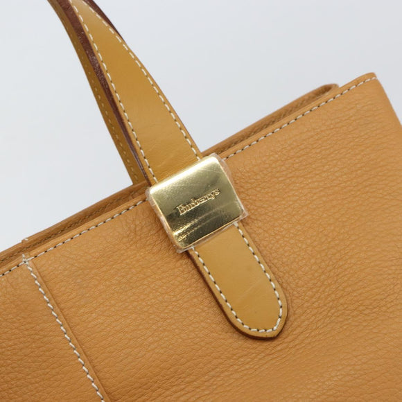 Burberrys Tote Bag Leather Beige Gold Auth 160726