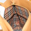 Burberrys Tote Bag Leather Beige Gold Auth 160726-17