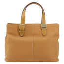 Burberrys Tote Bag Leather Beige Gold Auth 160726-13