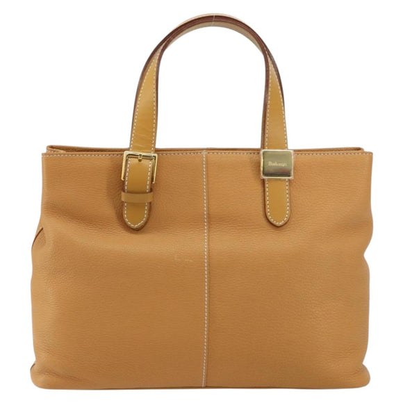 Burberrys Tote Bag Leather Beige Gold Auth 160726