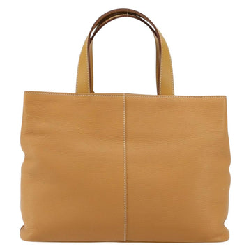 Burberrys Tote Bag Leather Beige Gold Auth 160726 - 0