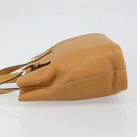 Burberrys Tote Bag Leather Beige Gold Auth 160726