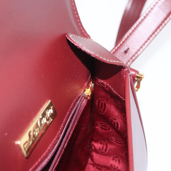 CARTIER Must Line Shoulder Bag Leather Bordeaux Gold Auth 160727