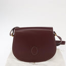 CARTIER Must Line Shoulder Bag Leather Bordeaux Gold Auth 160727-22