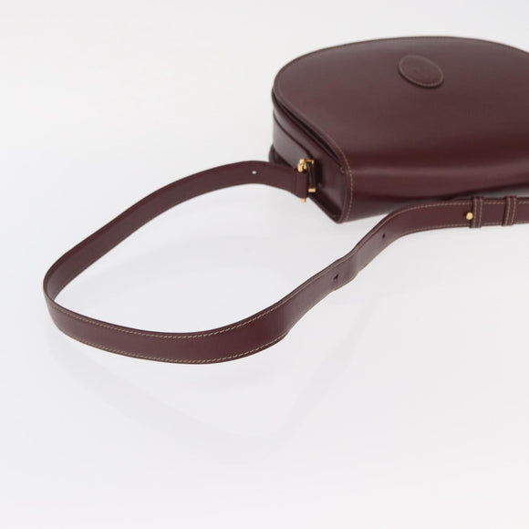 CARTIER Must Line Shoulder Bag Leather Bordeaux Gold Auth 160727