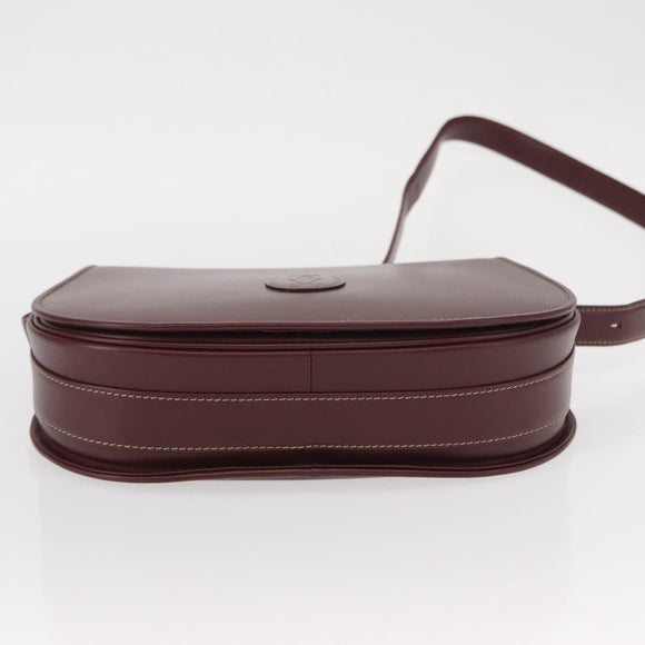 CARTIER Must Line Shoulder Bag Leather Bordeaux Gold Auth 160727