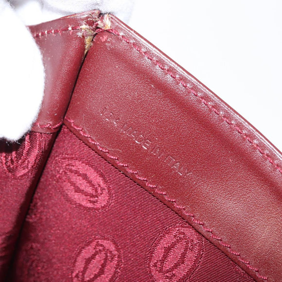 CARTIER Must Line Shoulder Bag Leather Bordeaux Gold Auth 160730