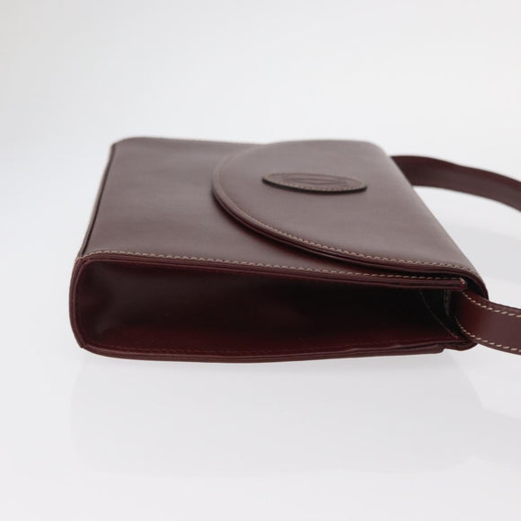 CARTIER Must Line Shoulder Bag Leather Bordeaux Gold Auth 160730