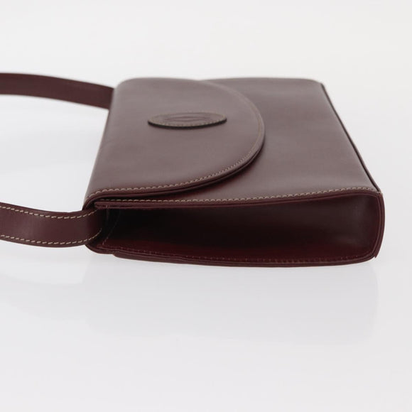 CARTIER Must Line Shoulder Bag Leather Bordeaux Gold Auth 160730