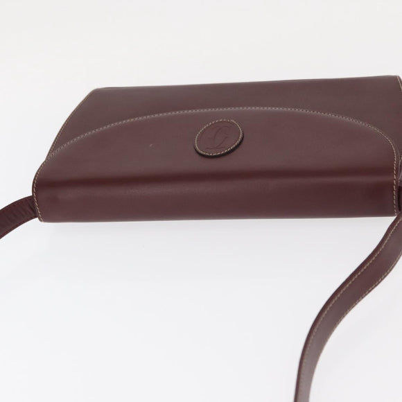 CARTIER Must Line Shoulder Bag Leather Bordeaux Gold Auth 160730