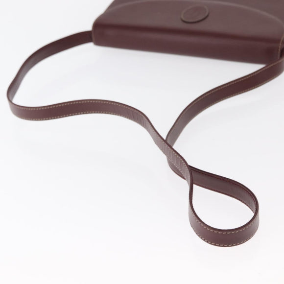 CARTIER Must Line Shoulder Bag Leather Bordeaux Gold Auth 160730