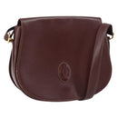 CARTIER Must Line Shoulder Bag Leather Bordeaux Gold Auth 160731-1