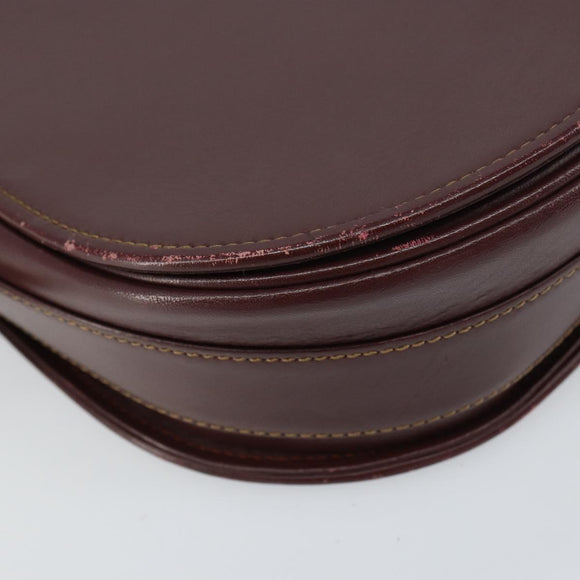 CARTIER Must Line Shoulder Bag Leather Bordeaux Gold Auth 160731